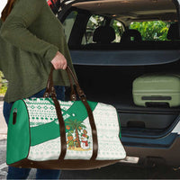 Nigeria Christmas Travel Bag with Gingerbread Snowman Palm Tree and Tribal Mask Design - Wonder Print Shop