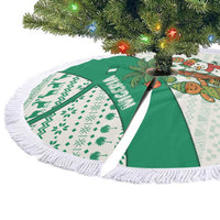 Nigeria Christmas Tree Skirt with Gingerbread Snowman Palm Tree and Tribal Mask Design - Wonder Print Shop