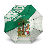 Nigeria Christmas Umbrella with Gingerbread Snowman Palm Tree and Tribal Mask Design - Wonder Print Shop