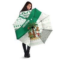 Nigeria Christmas Umbrella with Gingerbread Snowman Palm Tree and Tribal Mask Design - Wonder Print Shop