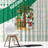 Nigeria Christmas Window Curtain with Gingerbread Snowman Palm Tree and Tribal Mask Design - Wonder Print Shop