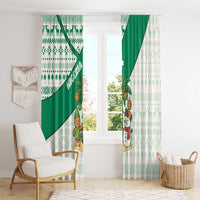 Nigeria Christmas Window Curtain with Gingerbread Snowman Palm Tree and Tribal Mask Design - Wonder Print Shop