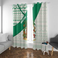 Nigeria Christmas Window Curtain with Gingerbread Snowman Palm Tree and Tribal Mask Design - Wonder Print Shop