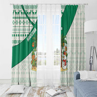 Nigeria Christmas Window Curtain with Gingerbread Snowman Palm Tree and Tribal Mask Design - Wonder Print Shop