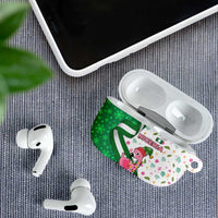 Nigeria Christmas AirPods Case with Pink Flamingo Tropical Leaves and Festive Lights Design - Wonder Print Shop