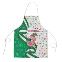 Nigeria Christmas Apron with Pink Flamingo Tropical Leaves and Festive Lights Design - Wonder Print Shop