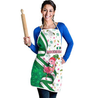 Nigeria Christmas Apron with Pink Flamingo Tropical Leaves and Festive Lights Design - Wonder Print Shop