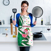 Nigeria Christmas Apron with Pink Flamingo Tropical Leaves and Festive Lights Design - Wonder Print Shop