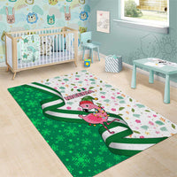 Nigeria Christmas Area Rug with Pink Flamingo Tropical Leaves and Festive Lights Design - Wonder Print Shop