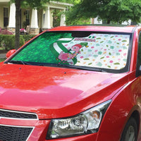 Nigeria Christmas Auto Sun Shade with Pink Flamingo Tropical Leaves and Festive Lights Design - Wonder Print Shop