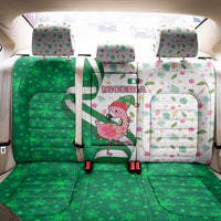 Nigeria Christmas Back Car Seat Cover with Pink Flamingo Tropical Leaves and Festive Lights Design - Wonder Print Shop