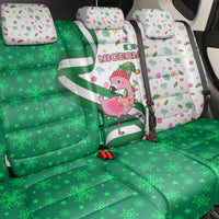 Nigeria Christmas Back Car Seat Cover with Pink Flamingo Tropical Leaves and Festive Lights Design - Wonder Print Shop