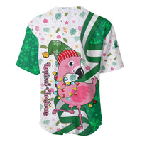 Nigeria Christmas Baseball Jersey with Pink Flamingo Tropical Leaves and Festive Lights Design - Wonder Print Shop