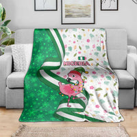 Nigeria Christmas Blanket with Pink Flamingo Tropical Leaves and Festive Lights Design - Wonder Print Shop