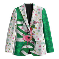 Nigeria Christmas Blazer with Pink Flamingo Tropical Leaves and Festive Lights Design - Wonder Print Shop