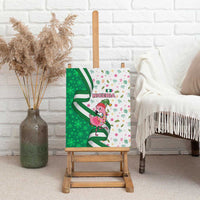 Nigeria Christmas Canvas Wall Art with Pink Flamingo Tropical Leaves and Festive Lights Design - Wonder Print Shop