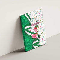 Nigeria Christmas Canvas Wall Art with Pink Flamingo Tropical Leaves and Festive Lights Design - Wonder Print Shop