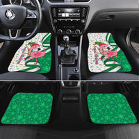 Nigeria Christmas Car Mats with Pink Flamingo Tropical Leaves and Festive Lights Design - Wonder Print Shop