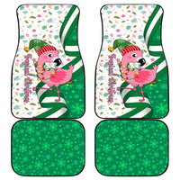 Nigeria Christmas Car Mats with Pink Flamingo Tropical Leaves and Festive Lights Design - Wonder Print Shop