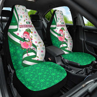 Nigeria Christmas Car Seat Cover with Pink Flamingo Tropical Leaves and Festive Lights Design - Wonder Print Shop