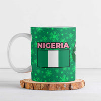 Nigeria Christmas Ceramic Mug with Pink Flamingo Tropical Leaves and Festive Lights Design - Wonder Print Shop