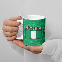 Nigeria Christmas Ceramic Mug with Pink Flamingo Tropical Leaves and Festive Lights Design - Wonder Print Shop