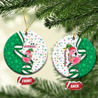 Nigeria Christmas Ceramic Ornament with Pink Flamingo Tropical Leaves and Festive Lights Design - Wonder Print Shop