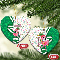 Nigeria Christmas Ceramic Ornament with Pink Flamingo Tropical Leaves and Festive Lights Design - Wonder Print Shop
