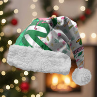 Nigeria Christmas Santa Hat with Pink Flamingo Tropical Leaves and Festive Lights Design - Wonder Print Shop