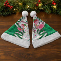 Nigeria Christmas Santa Hat with Pink Flamingo Tropical Leaves and Festive Lights Design - Wonder Print Shop