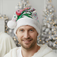 Nigeria Christmas Santa Hat with Pink Flamingo Tropical Leaves and Festive Lights Design - Wonder Print Shop