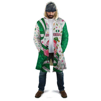 Nigeria Christmas Cloak with Pink Flamingo Tropical Leaves and Festive Lights Design - Wonder Print Shop