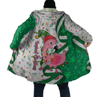 Nigeria Christmas Cloak with Pink Flamingo Tropical Leaves and Festive Lights Design - Wonder Print Shop