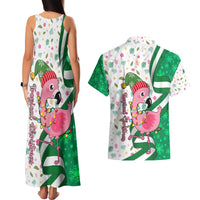 Nigeria Christmas Couples Matching Tank Maxi Dress and Hawaiian Shirt with Pink Flamingo Tropical Leaves and Festive Lights Design - Wonder Print Shop