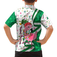 Nigeria Christmas Family Matching Off The Shoulder Long Sleeve Dress and Hawaiian Shirt with Pink Flamingo Tropical Leaves and Festive Lights Design - Wonder Print Shop