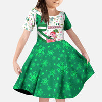 Nigeria Christmas Family Matching Short Sleeve Bodycon Dress and Hawaiian Shirt with Pink Flamingo Tropical Leaves and Festive Lights Design - Wonder Print Shop