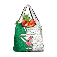 Nigeria Christmas Grocery Bag with Pink Flamingo Tropical Leaves and Festive Lights Design - Wonder Print Shop