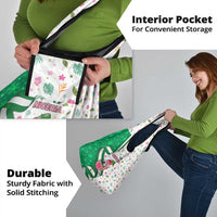 Nigeria Christmas Grocery Bag with Pink Flamingo Tropical Leaves and Festive Lights Design - Wonder Print Shop