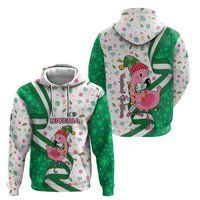Nigeria Christmas Hoodie with Pink Flamingo Tropical Leaves and Festive Lights Design - Wonder Print Shop