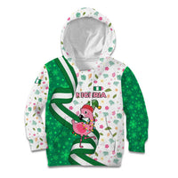 Nigeria Christmas Kid Hoodie with Pink Flamingo Tropical Leaves and Festive Lights Design - Wonder Print Shop