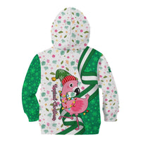Nigeria Christmas Kid Hoodie with Pink Flamingo Tropical Leaves and Festive Lights Design - Wonder Print Shop