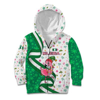 Nigeria Christmas Kid Hoodie with Pink Flamingo Tropical Leaves and Festive Lights Design - Wonder Print Shop