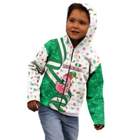 Nigeria Christmas Kid Hoodie with Pink Flamingo Tropical Leaves and Festive Lights Design - Wonder Print Shop