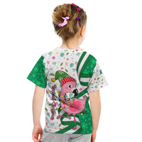 Nigeria Christmas Kid T Shirt with Pink Flamingo Tropical Leaves and Festive Lights Design - Wonder Print Shop