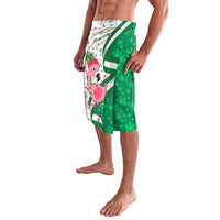 Nigeria Christmas Lavalava with Pink Flamingo Tropical Leaves and Festive Lights Design - Wonder Print Shop