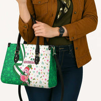 Nigeria Christmas Leather Bag with Pink Flamingo Tropical Leaves and Festive Lights Design - Wonder Print Shop