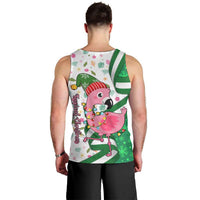 Nigeria Christmas Men Tank Top with Pink Flamingo Tropical Leaves and Festive Lights Design - Wonder Print Shop