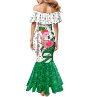 Nigeria Christmas Mermaid Dress with Pink Flamingo Tropical Leaves and Festive Lights Design - Wonder Print Shop