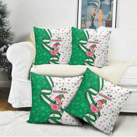 Nigeria Christmas Pillow Cover with Pink Flamingo Tropical Leaves and Festive Lights Design - Wonder Print Shop