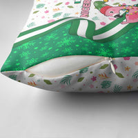 Nigeria Christmas Pillow Cover with Pink Flamingo Tropical Leaves and Festive Lights Design - Wonder Print Shop